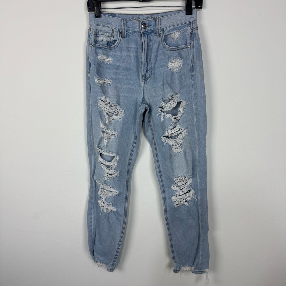 American Eagle Mom Jean Distressed Ripped Denim Jeans